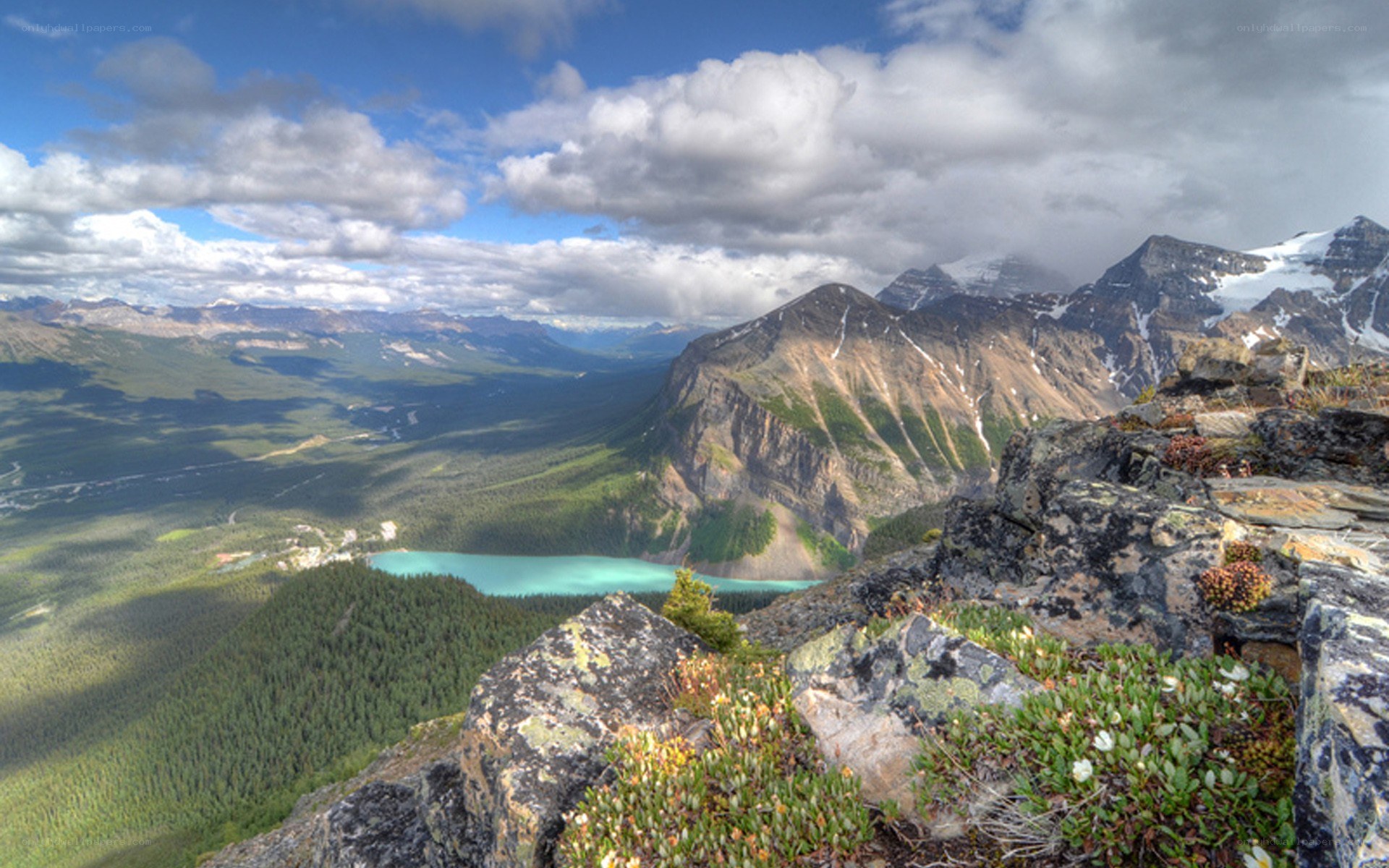 Mountain lake landscape view