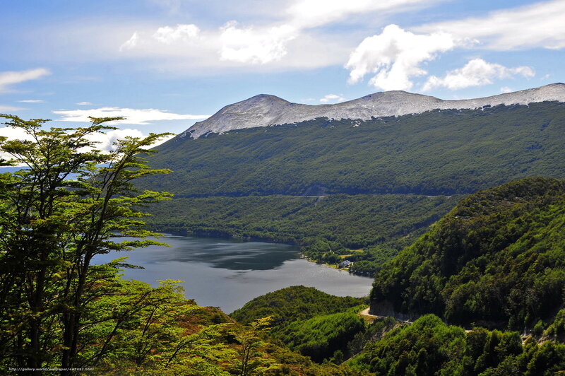 Mountain lake landscape view