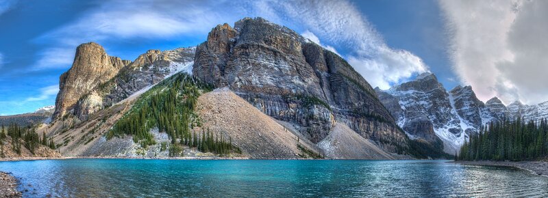 Mountain Lake Panorama — Blue, Serene, Afternoon