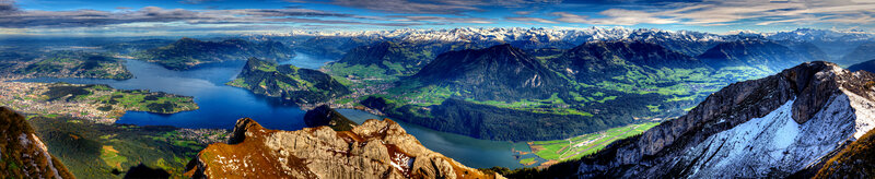 Mountain Lake Panorama — Blue