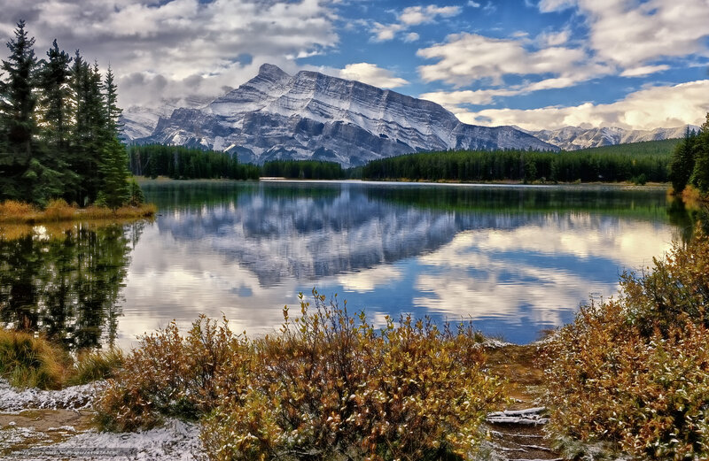 Mountain lake reflection