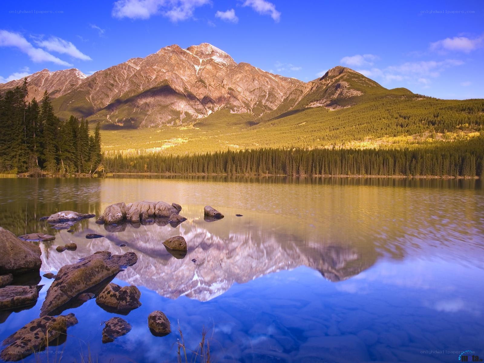 Mountain lake reflection
