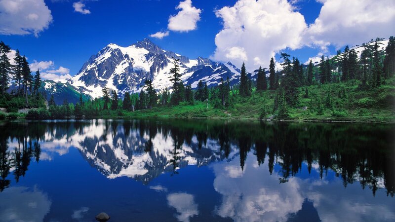 Mountain lake reflection