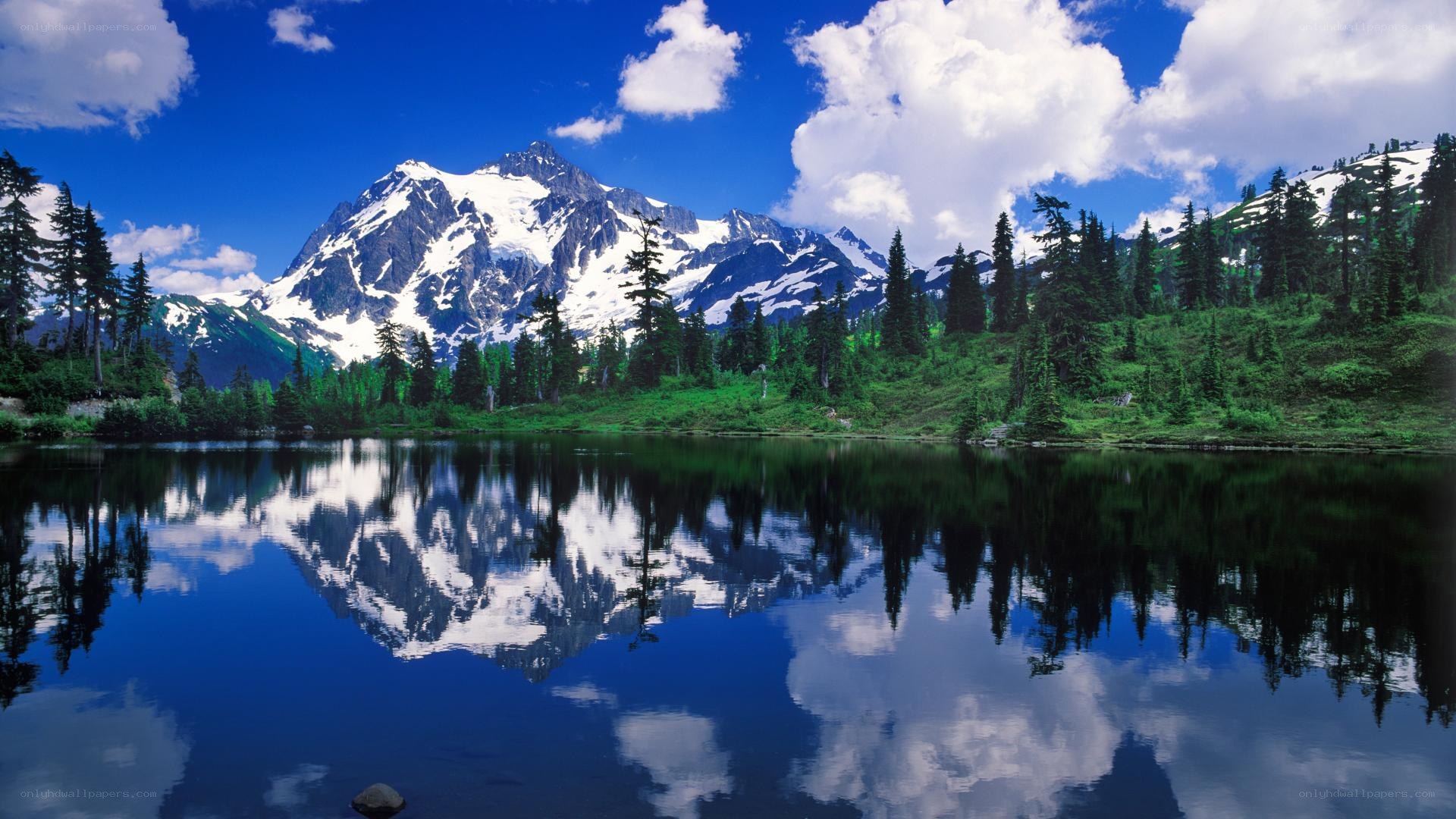 Mountain lake reflection