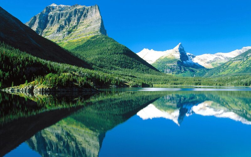 Mountain lake reflection