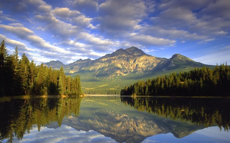 Mountain lake reflection