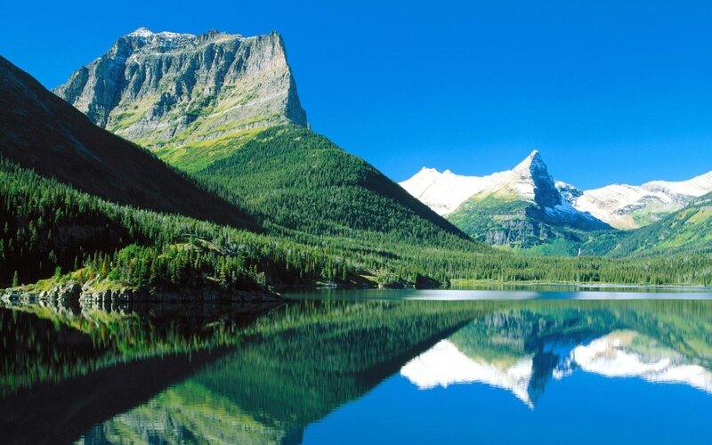 Mountain lake reflection
