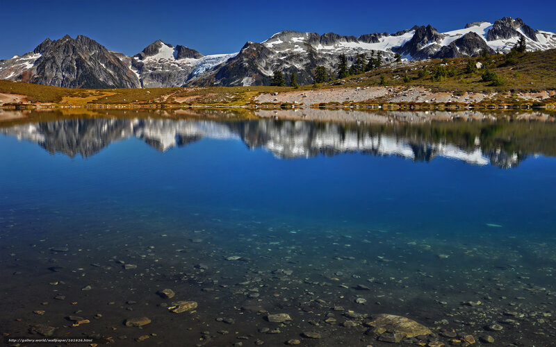 Mountain lake reflection