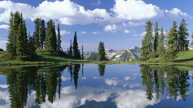 Mountain lake reflection