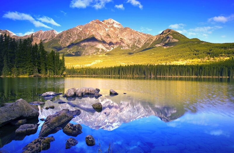 Mountain lake reflection