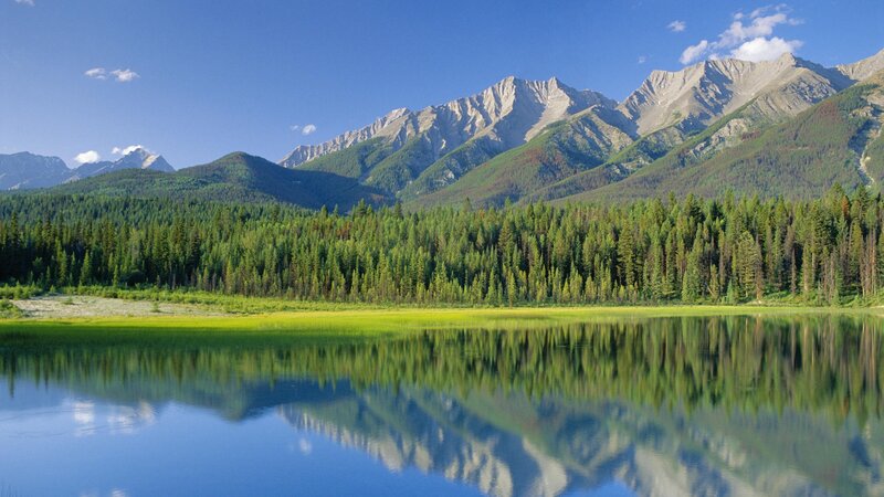 Mountain lake reflection