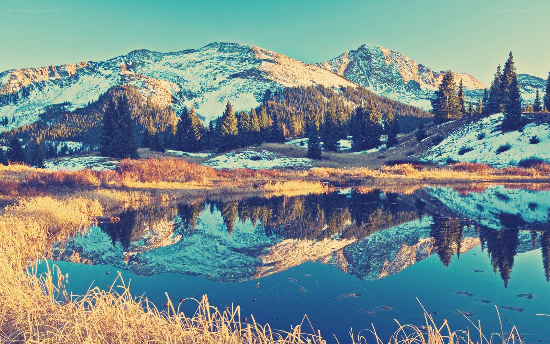 Mountain lake reflection