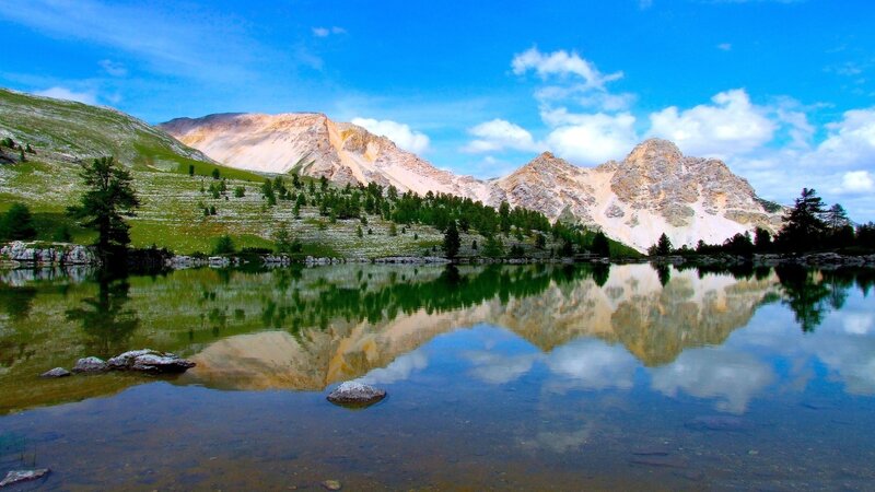Mountain lake reflection