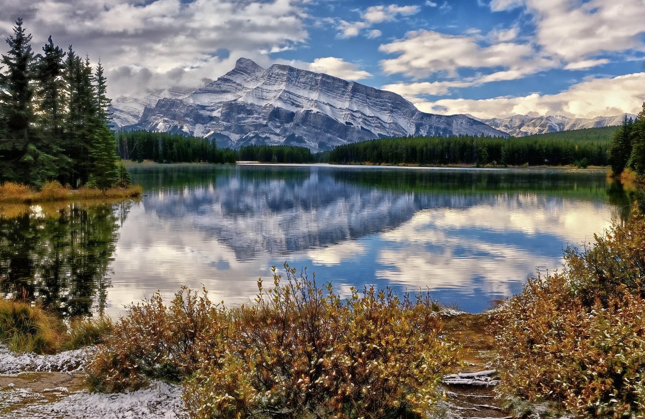 Mountain lake reflection