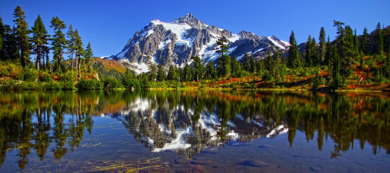 Mountain lake reflection