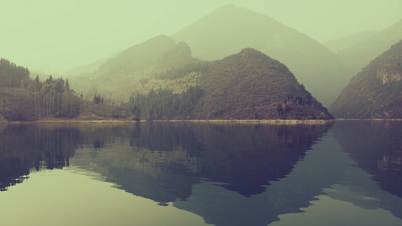 mountain lake reflection