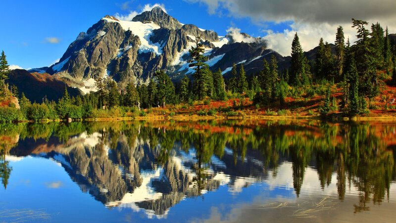 Mountain lake reflection