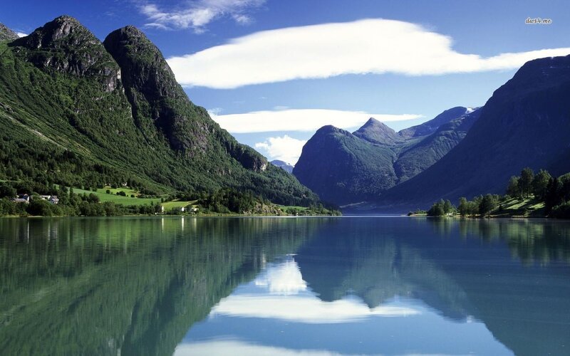 Mountain lake reflection