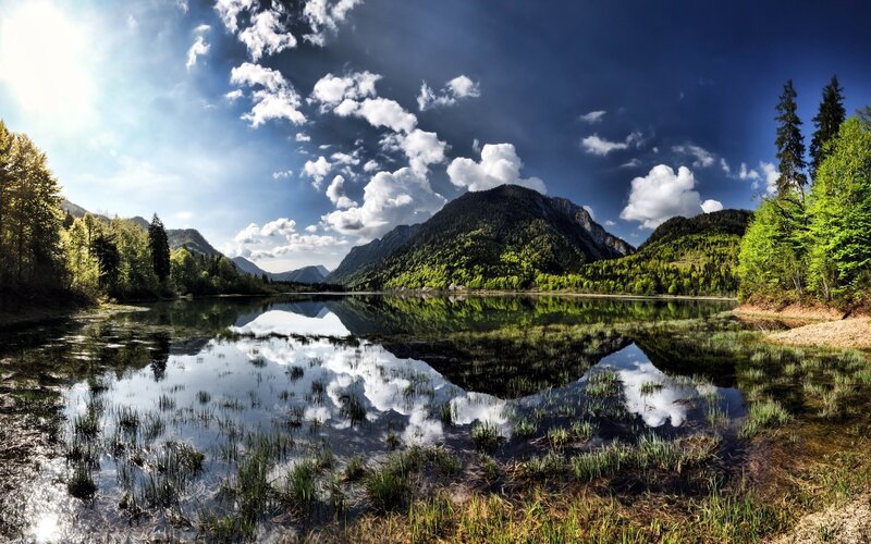 Mountain lake reflection