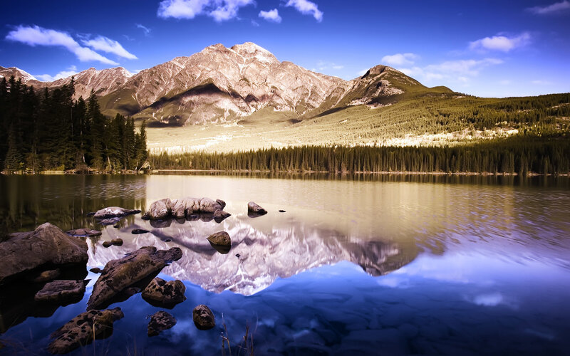 Mountain lake reflection