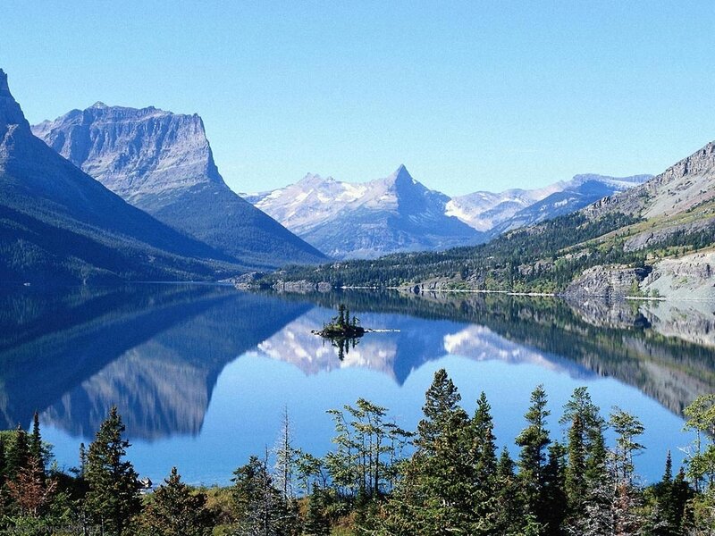 mountain lake reflection