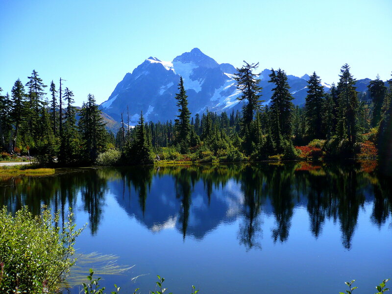 Mountain lake reflection