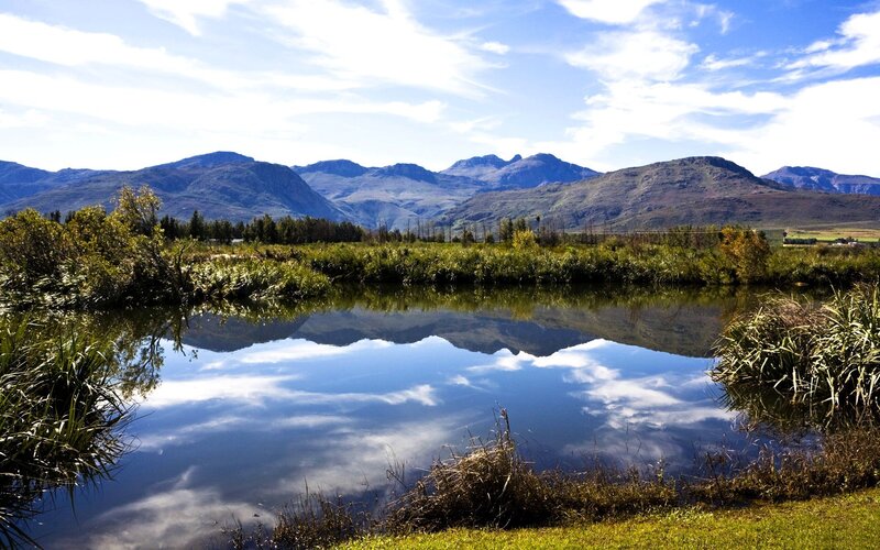 Mountain lake reflection