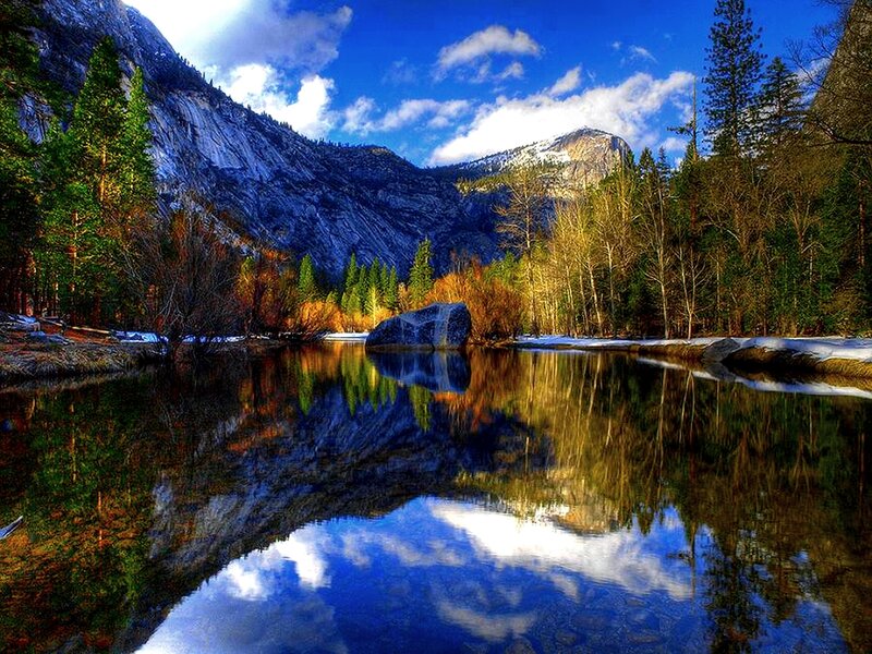 Mountain lake reflection