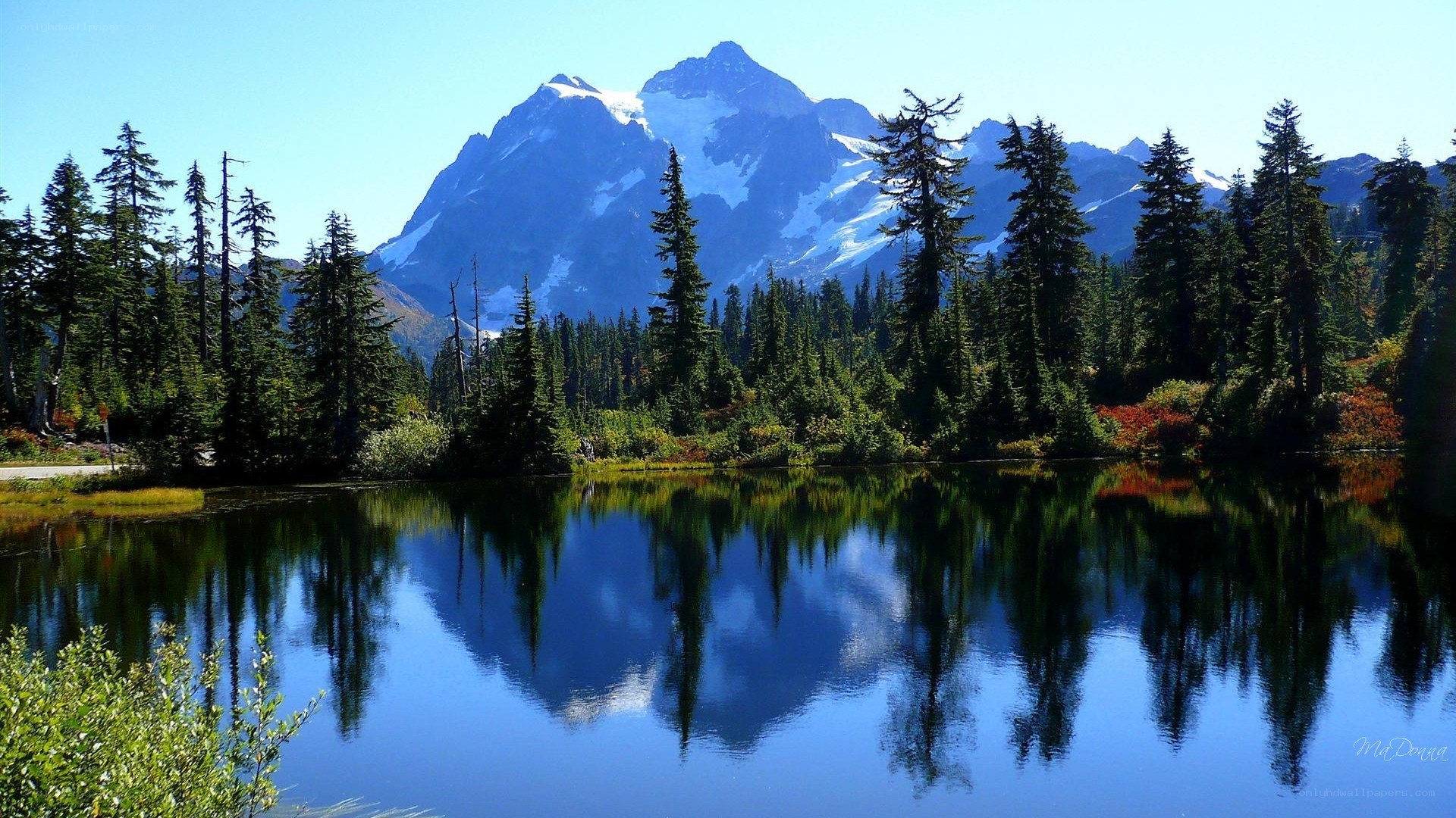 Mountain lake reflection