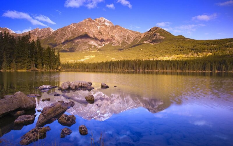 Mountain lake reflection