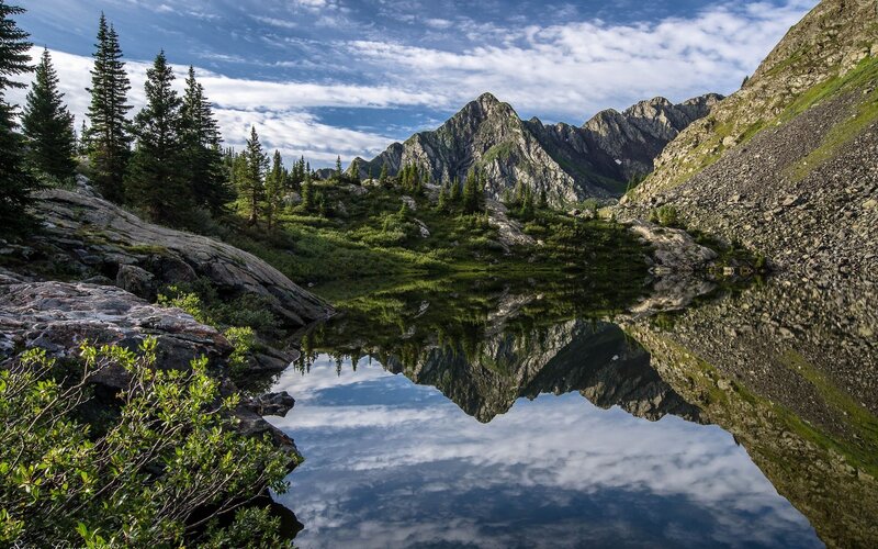 Mountain lake reflection