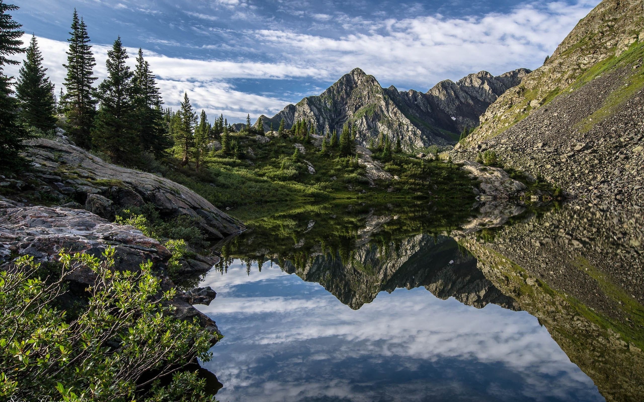 Mountain lake reflection