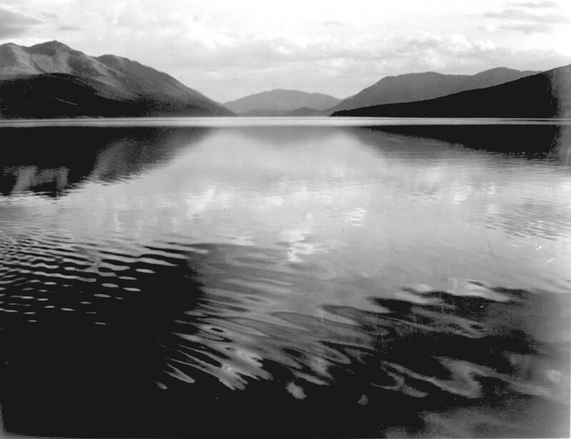 Mountain Lake Reflection — Black, Serene, Photograph