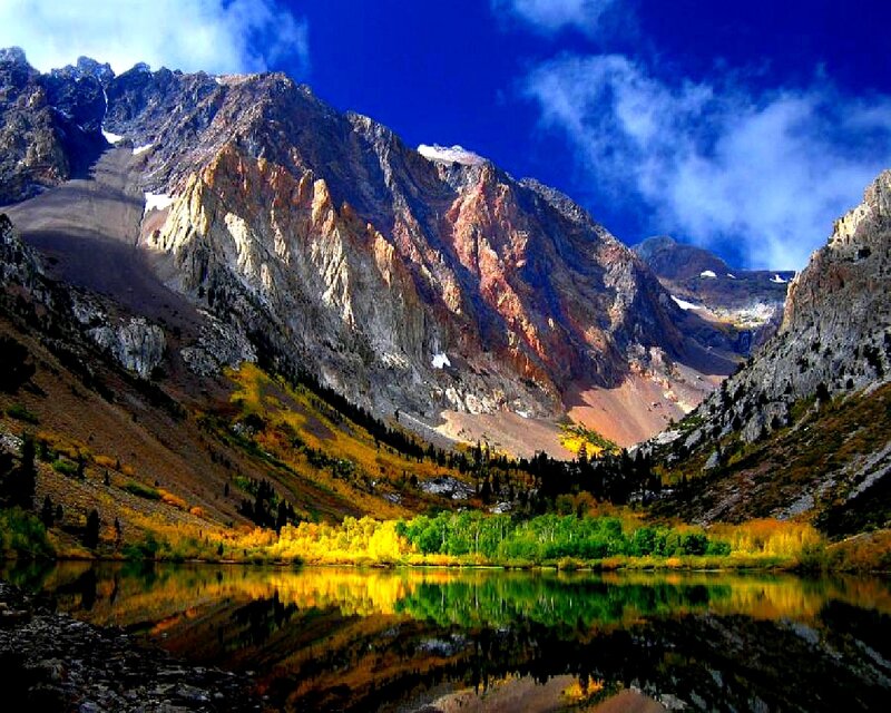 Mountain Lake Reflection — Blue, Dramatic, Autumn