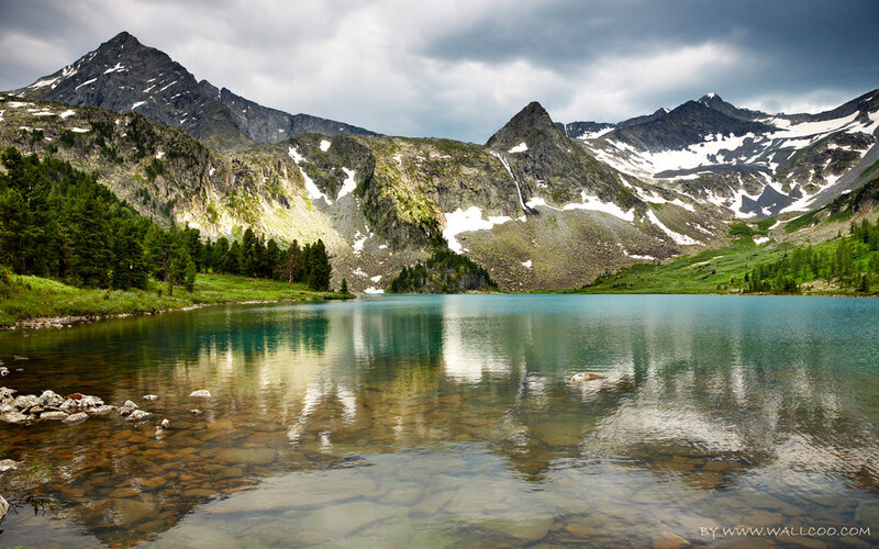 Mountain Lake Reflection — Blue, Dramatic