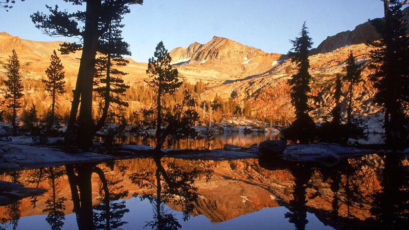 Mountain Lake Reflection — Blue, Orange