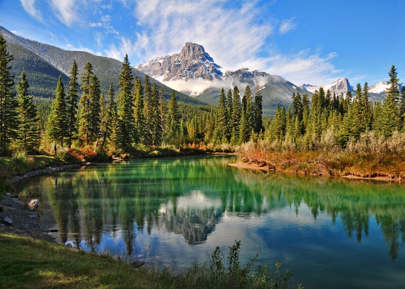 Mountain Lake Reflection — Blue, River