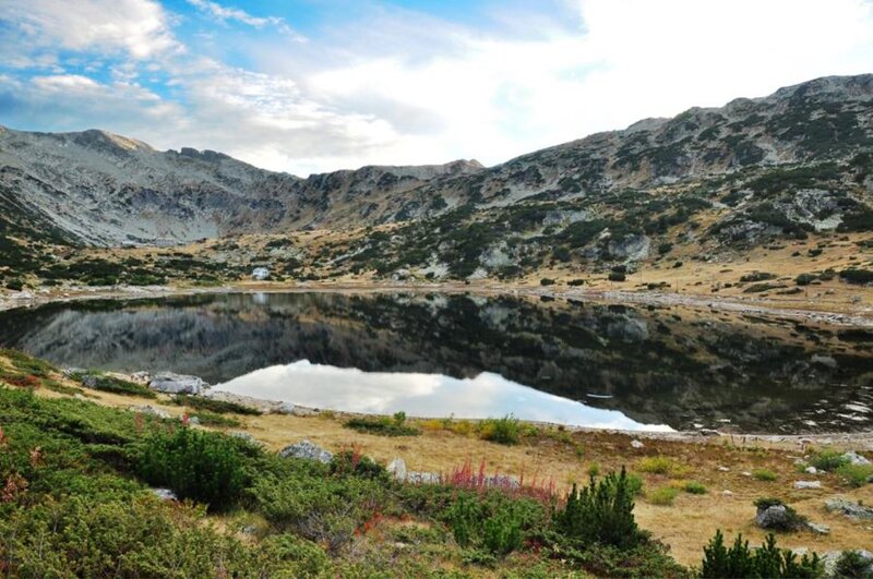 Mountain Lake Reflection — Blue, Serene, Afternoon, Photograph, Mountains, Sky, Vegetation