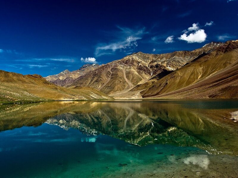 Mountain Lake Reflection — Blue, Serene, Daytime, Photograph