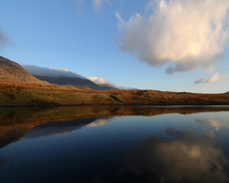 Mountain Lake Reflection — Blue, Serene, Dusk, Photograph