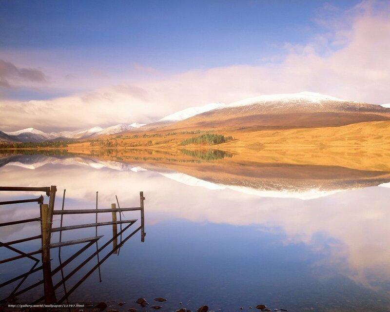 Mountain Lake Reflection — Blue, Serene, Morning, Photograph, Snow-capped Mountains