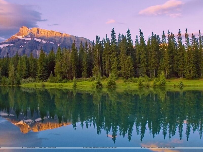 Mountain Lake Reflection — Blue, Serene, Sunset, Photograph, Forest, Sky