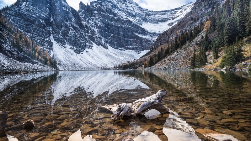 Mountain Lake Reflection — Brown, Serene, Autumn