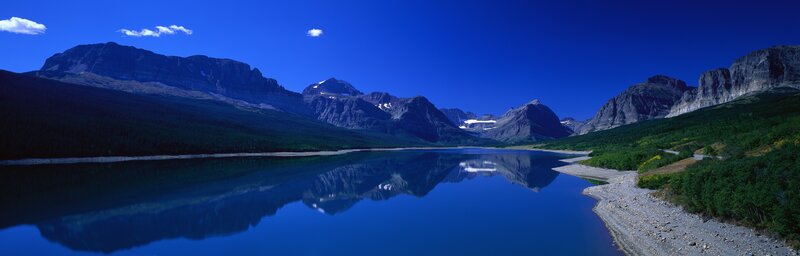 Mountain Lake Reflection — Forest, Clouds