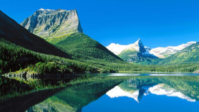 Mountain Lake Reflection — Forest, White
