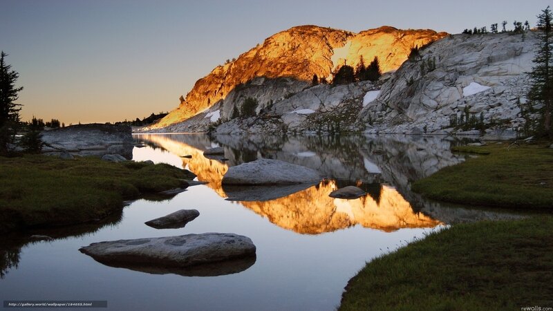 Mountain Lake Reflection — Gold