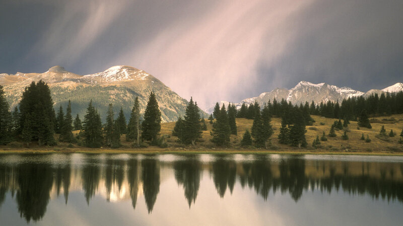 Mountain Lake Reflection — Green, Dramatic, Afternoon, Photograph, Trees, Mountains