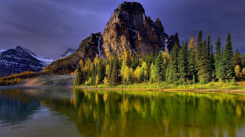 Mountain Lake Reflection — Green, Dramatic, Autumn, Photograph