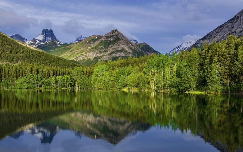 Mountain Lake Reflection — Green, Serene, Afternoon, Photograph, Forests
