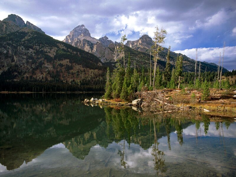 Mountain Lake Reflection — Green, Serene, Afternoon, Photograph, Mountains, Trees, Blue